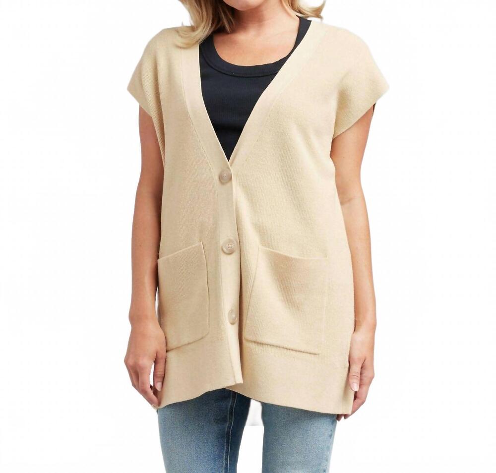 NEW DOWNEAST semester vest cardigan in beige